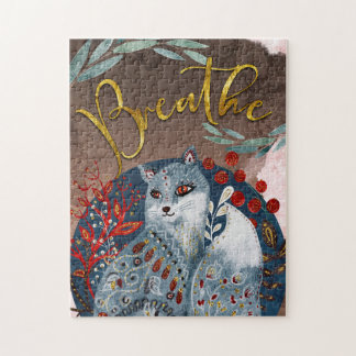 Puzzle Gato boho vintage - acuérdate de respirar