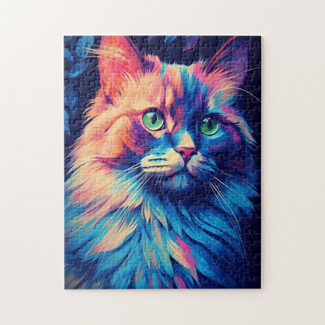 Puzzle Gato colorido de Maine Coon (Vertical)