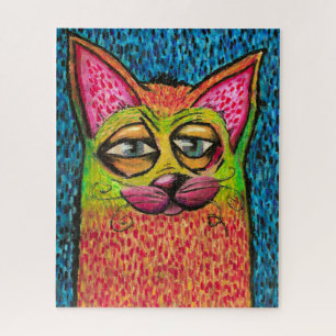 Puzzle Gato Colorido Divertido en Pintura al Óleo