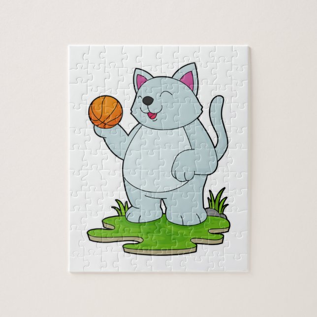 Puzzle Gato como jugador de baloncesto con baloncesto (Vertical)