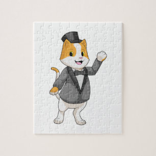 Puzzle Gato como novio con cinta