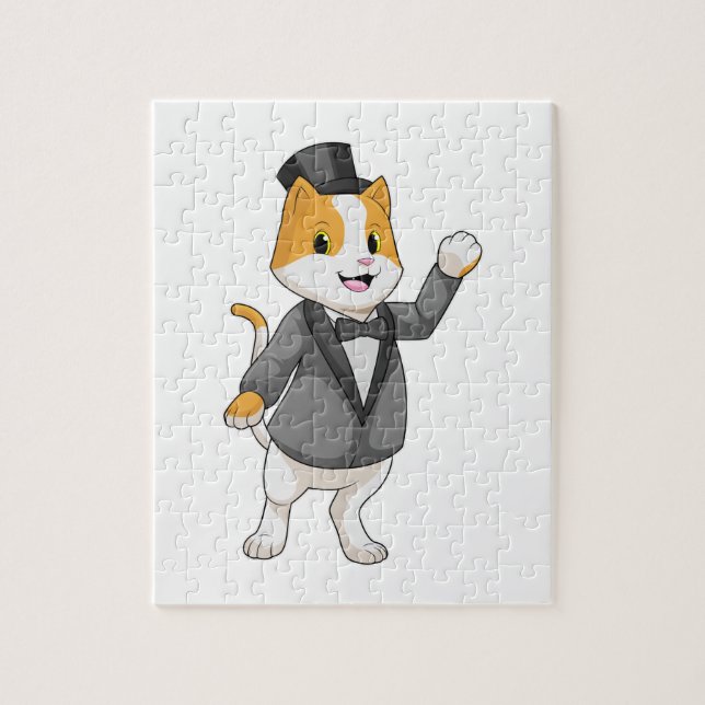 Puzzle Gato como novio con cinta (Vertical)
