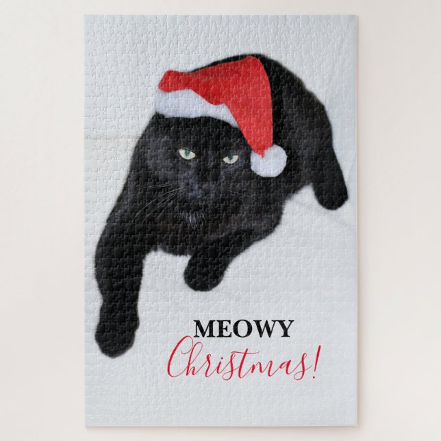 Puzzle Gato con el gorra rojo de Santa (Vertical)