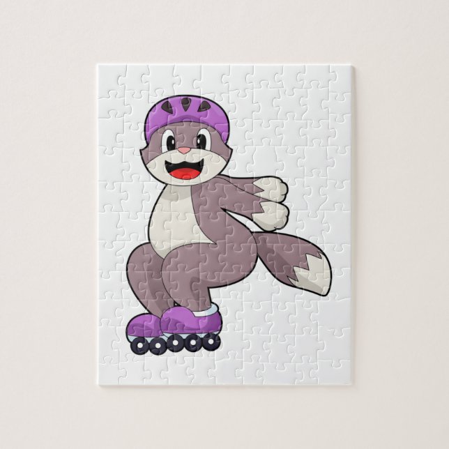 Puzzle Gato con patines de rodillos (Vertical)