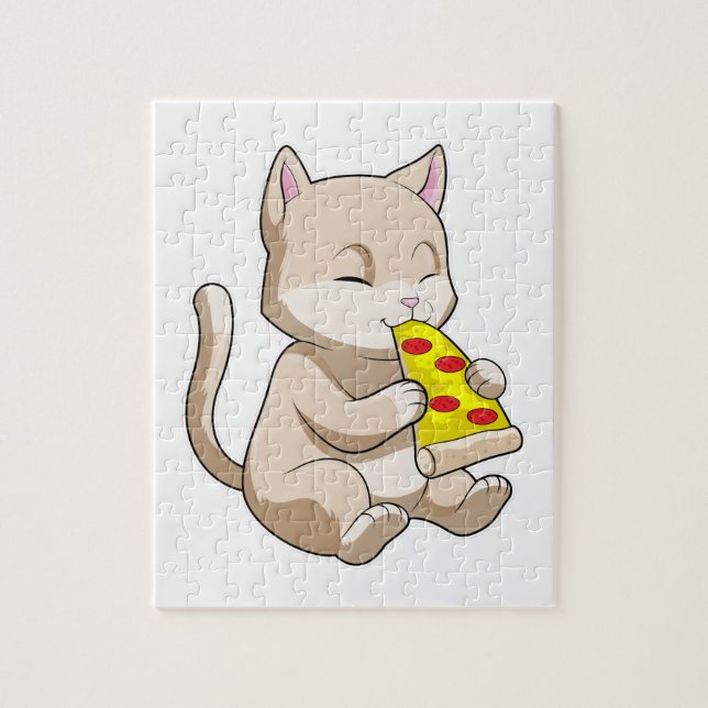 Puzzle Gato con pizza (Vertical)