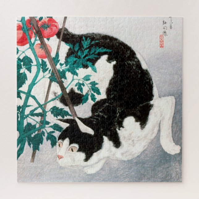Puzzle Gato con planta de tomate (1931) de Hiroaki Takaha (Vertical)