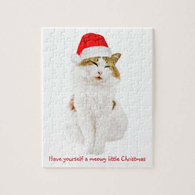 Puzzle Gato con sombrero de Santa (Vertical)