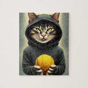 Puzzle Gato Con Una Bola De Yarn