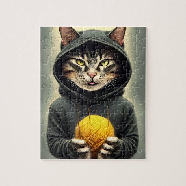 Puzzle Gato Con Una Bola De Yarn (Vertical)