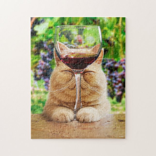 Puzzle Gato con vidrio de vino (Vertical)