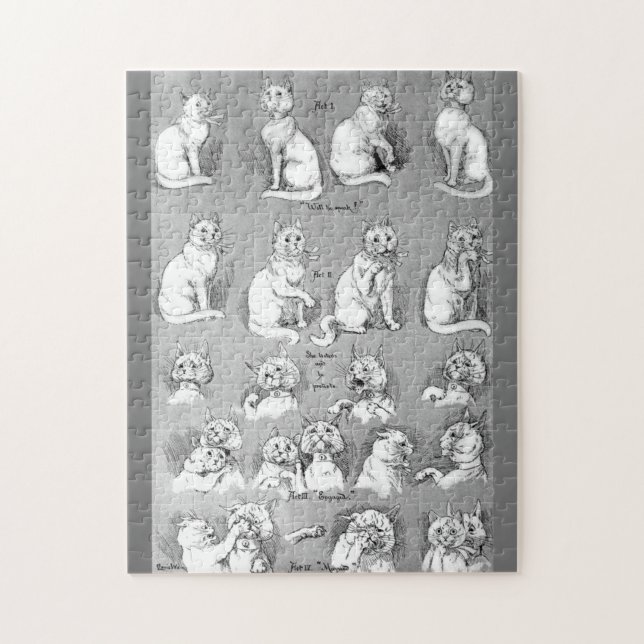 Puzzle Gato, cortejo y matrimonio, novia, Louis Wain (Vertical)
