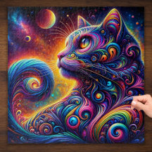 Gato de arco iris en espiral místico de galaxia