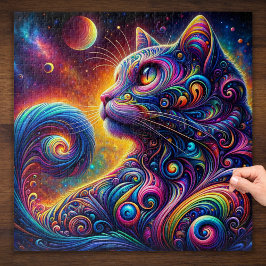 Puzzle Gato de arco iris en espiral místico de galaxia
