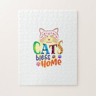 Puzzle Gato de arte jacta bendice hogar