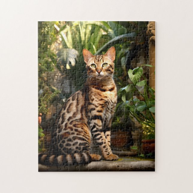 Puzzle Gato de Bengala en el jardín (Vertical)