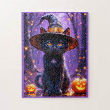 Gato de brujería negra de Halloween