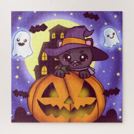 Puzzle Gato de calabaza de Octubre Vintage Halloween