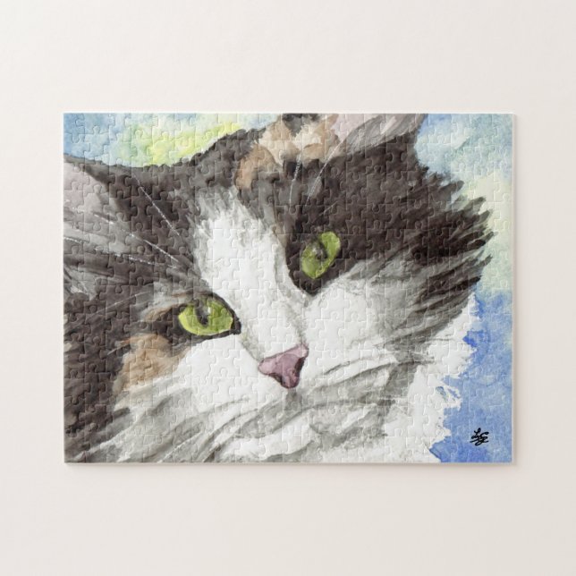 Puzzle Gato de Calico negro y blanco (Horizontal)