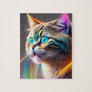 Puzzle Gato de color digital 3D