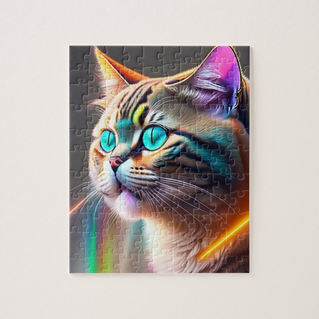 Puzzle Gato de color digital 3D (Vertical)