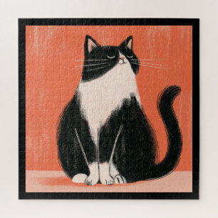Puzzle Gato de esmoquin minimalista orgulloso sobre naran