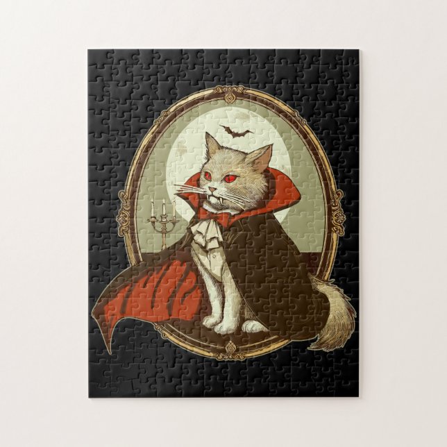Puzzle Gato de Halloween, Conde Catula (Vertical)