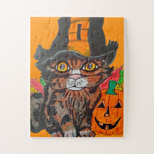 PUZZLE GATO DE HALLOWEEN DULCE  (Vertical)