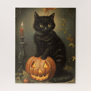 Puzzle Gato de Halloween vintage