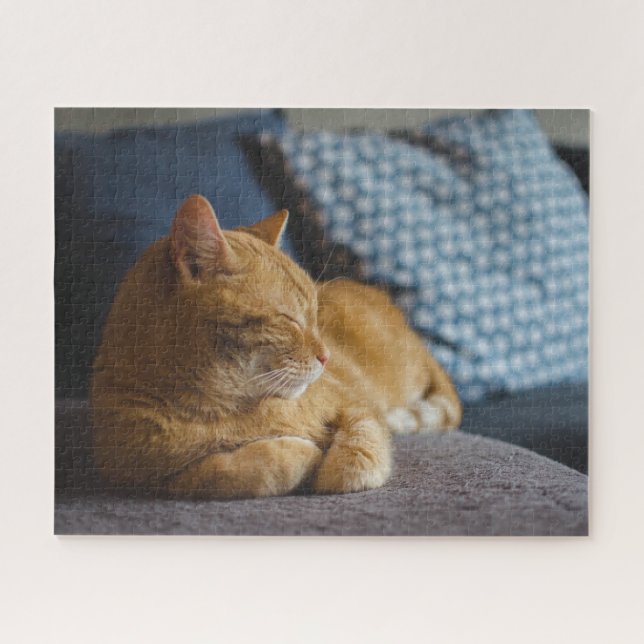 Puzzle Gato de jengibre acogedor (Horizontal)