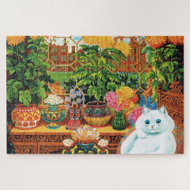 Puzzle Gato de los amantes de las flores, Louis Wain (Horizontal)