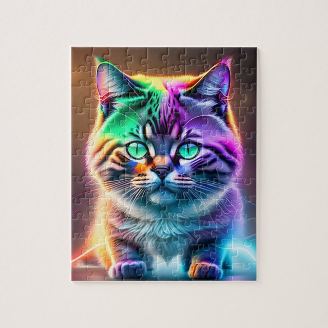 Puzzle Gato de Luces de Neón (Vertical)