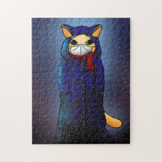 Puzzle Gato de máscara de la cara de la lluvia nocturna
