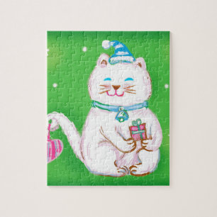 Puzzle Gato de Navidad de dibujos animados lindos que lle