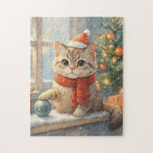 Puzzle Gato de Navidad lindo y caprichoso