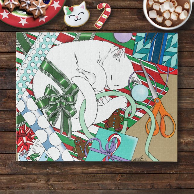 Puzzle Gato de Navidades blancos (Subido por el creador)