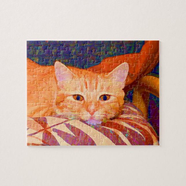 Puzzle Gato de Tabby anaranjado lindo divertido (Horizontal)
