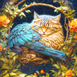 Puzzle Gato de tabby azul y marrón con plumas