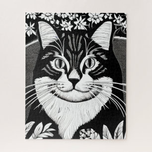 Puzzle Gato de Tabby rodeado de flores