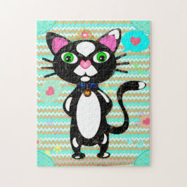Puzzle Gato De Tuxedo Con Juguetes De Ratón