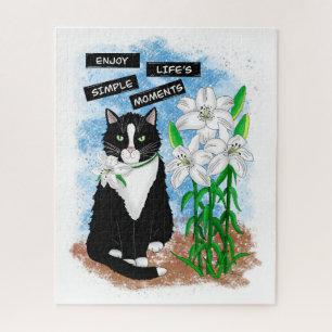 Puzzle Gato de Tuxedo y Lilies   Oferta Inspiradora