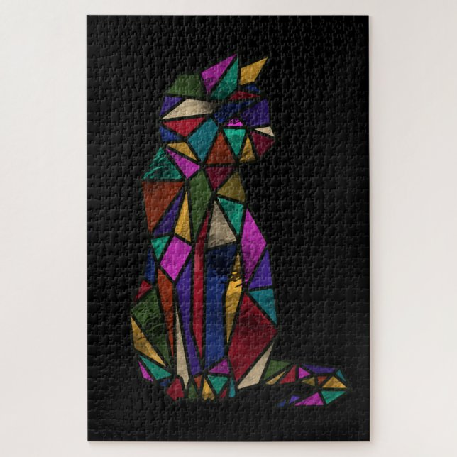 Puzzle Gato de vidrio manchado (Vertical)
