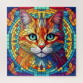 Puzzle Gato de vidrio manchado de mosaico del rompecabeza