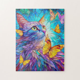 Puzzle Gato de vidrio templado 730 mariposas amarillas az