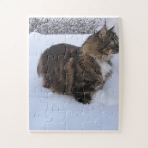 Puzzle gato del bosque noruego en la nieve