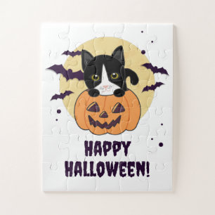 Puzzle Gato En Calabaza Gatos Dulces Feliz Halloween Jigs