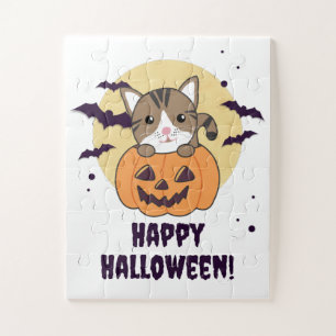 Puzzle Gato En Calabaza Gatos Dulces Feliz Halloween Jigs