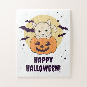 Puzzle Gato En Calabaza Gatos Dulces Feliz Halloween Jigs