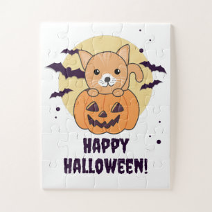 Puzzle Gato En Calabaza Gatos Dulces Feliz Halloween Jigs