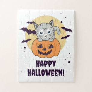 Puzzle Gato En Calabaza Gatos Dulces Feliz Halloween Jigs