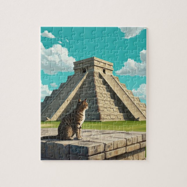 Puzzle Gato en Chichen Itza México Viaje (Vertical)